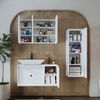 Roomart GUSTO-II-90 Badmöbel Set– 4-teiliges Badezimmermöbel Set - Waschbeckenunterschrank mit Keramikwaschbecken, Spiegelschrank & Hochschrank - H 45 x B 45 x T 90 cm • Weiß Bild 3