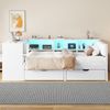 Merax Daybett Doppelbett Tagesbett 140x200cm mit 2 Schubladen, Jugendbett Stauraumbett mit Led und Ladefunktion, Schlafsofa, Weiß Bild 2