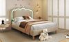 Polsterbett 90×200 cm mit LED-Kopfteil und verstellbarem Kopfteil, Beige, ohne Matratze Bild 2