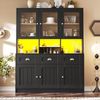 Küchenschrank, Hochschrank Küchenbuffet, Vitrinenschrank, Buffetschrank mit verstellbaren Ablagen, Sideboard mit LED-Beleuchtung, Variable Lichtfarben, Holz, Weiß/Schwarz, 140 x 40 x 175 cm Bild 4