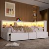 Flieks Daybett, Metall-Tagesbett 90x200cm mit Ausziehbett 90x190cm, LED und Aufladen Bild 2