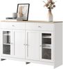 Sideboard 120x37x80 cm, 2 Schubladen & 4 Türen, verstellbare Regalböden, MDF, holzfarbene Oberseite und weiße Seiten, Gesamtabmessungen 120 x 37 x 80 cm Bild 5