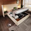 Polsterbett mit Stauraum & Ladefunktion, Bett 160x200 cm mit Touch-Leselampe, USB/Type-C Ports & Regal, beige-weiß Bild 2