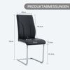 Stuhl gepolstert 2er-Set, Schwarz/Silber, PU-Leder mit Metallbeinen，40.6x40x95 cm Bild 4