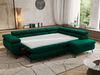 MKS Möbel 'Pablo L-Form' Ecksofa mit Schlaffunktion, verstellbare Kopfstützen, Dunkelgrün, Samt, Visco Topper, Rechts Bild 4