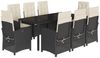 vidaXL 9-tlg. Garten-Essgruppe mit Kissen Schwarz Poly Rattan 3212202 Bild 2