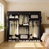 SONGMICS Stoffschrank mit Kleiderstange, Kleiderschrank mit Seitentaschen, Schrank für Schlafzimmer, 4 Hängefächer, schwarz Bild 3