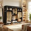 SONGMICS Stoffschrank mit Kleiderstange, Kleiderschrank mit Seitentaschen, Schrank für Schlafzimmer, 4 Hängefächer, schwarz Bild 2