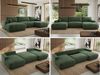 XXL Wohnlandschaft RINA U-Form 360 cm breit, Sofa mit Schlaffunktion & DL-Mechanismus, Wellenfederung, modern freistehend - Dunkelgrün Schenille grob gewebt Bild 2