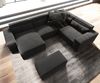 Wohnlandschaft Sirpio 300x210 cm Mikrofaser Schwarz Recamiere variabel mit Hocker Bild 4
