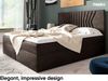 MEBLINI Boxspringbett BOTTI 120x200 cm mit Bettkasten – H3/Braun Samt Polsterbett - Gepolstert Doppelbett mit Matratze und Topper - Polsterbett mit Stauraum - Bett mit Kopfteil – Stauraumbett Bild 3