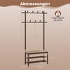 Garderobenständer mit Schuhbank & Schuhregal & 2 Aufhängestangen & 13 Haken Braun Bild 2