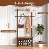 Garderobenständer mit Schuhbank & Schuhregal & 2 Aufhängestangen & 13 Haken Braun Bild 5