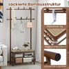 Garderobenständer mit Schuhbank & Schuhregal & 2 Aufhängestangen & 13 Haken Braun Bild 4