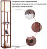 LMaxhome LED Stehlampe Modern aus Holz Nachttisch Bücherregal mit integrierter Lampe für Flur, 9,5W 3000K 160CM Walnussbraun LED Tageslicht Lampenschirm Wohnzimmer Bild 4