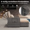 COSTWAY Loungebett, Gartenliege mit Auflage, verstellbarer Rückenlehne, Stauraum Rattan Bild 4