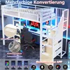 Hochbett mit RGB LED-Streifen, Schreibtisch, Lattenrost, Treppe und Regal, Kinderbett mit Rausfallschutz, Metallbett, 90x200cm Bild 4