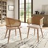 Esszimmerstuhl 47 x 51 x 79 cm mit Rattan-Rückenlehne, PU-Leder Sitzkissen, Metallbeine Holzoptik,6er-Set Bild 2