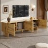 TV-Schrank, Moderner TV-Schrank mit Wellenmuster Medienkonsole mit Stauraum vier Türen Kabeldurchführungen stilvolles Design, Holz, Holzoptik, 155 cm Bild 4