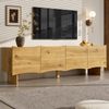 TV-Schrank, Moderner TV-Schrank mit Wellenmuster Medienkonsole mit Stauraum vier Türen Kabeldurchführungen stilvolles Design, Holz, Holzoptik, 155 cm Bild 3