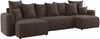 MEBLINI Schlafcouch mit Bettkasten - 312 x 142 x 73 cm - Dunkelbraun Cordstoff - DAVE - Ecksofa mit Schlaffunktion - Sofa mit Relaxfunktion und Kopfstützen - Couch U-Form - Eckcouch - Wohnlandschaft Bild 1