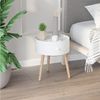 BlingBin Beistelltisch Wohnzimmer-Couchtisch mit Schubladen, runder Couchtisch mit Holzbeinen (1er Set, 1-St, 38 x 45H cm), Beistelltisch, Nachttisch, Sofatisch mit Schubladen und Beinen weiß Bild 2