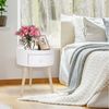BlingBin Beistelltisch Wohnzimmer-Couchtisch mit Schubladen, runder Couchtisch mit Holzbeinen (1er Set, 1-St, 38 x 45H cm), Beistelltisch, Nachttisch, Sofatisch mit Schubladen und Beinen weiß Bild 3