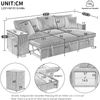 Merax Klappsofa mit Schlaffunktion, L-förmiges umbaubares Ecksofa mit USB-Ladeanschluss und Kissen, 3-Sitzer-Umbausofa mit Seitenablagen und Stauraum, Grau Bild 4