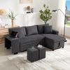 Merax Klappsofa mit Schlaffunktion, L-förmiges umbaubares Ecksofa mit USB-Ladeanschluss und Kissen, 3-Sitzer-Umbausofa mit Seitenablagen und Stauraum, Grau Bild 3