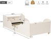 Kinderbett 90 x 200cm, Polsterbett, Einzelbett, mit Schutzgeländer, mit Nachtlicht und USB-Ladeanschluss und Ablagefächern, Bettbeine aus Massivholz, beige Bouclé Bild 5