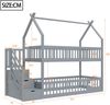 Merax Kinderbett 90x200cm Etagenbett Massivholzbett mit Dach, Sicherheitstreppe und Stauraumschubladen, Grau Bild 4