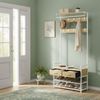 VASAGLE Garderobe mit Schuhbank, Schuhaufbewahrung, 2 Schubladen, 30 x 80,4 x 181,6 cm, goldeichenfarben-weiß Bild 2