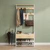 VASAGLE Garderobe mit Schuhbank, Schuhaufbewahrung, 2 Schubladen, 30 x 80,4 x 181,6 cm, goldeichenfarben-weiß Bild 3