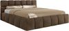 Doppelbett mit Gasdruckfeder, Polsterbett NIRA CLASSIC Holzlattenrost Bett mit Stauraum, gepolstertes Kopfteil Bettkasten - 200 x 200 cm - Braun Velvet Bild 5