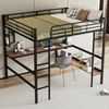 Hochbett 140x200 Metallbett mit Schreibtisch und Regalen, platzsparendes Loftbett, robustes Bettgestell für Jugendzimmer & Studenten Bild 3