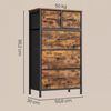 SONGMICS Kommode mit 5 Stoffschubladen, Schrank für Schlafzimmer, Stahlgestell, 50,6 x 30 x 96,2 cm, Rustikales Braun Bild 5