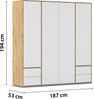 rauch Kleiderschrank Nabila, Drehtürenschrank, Garderobenschrank, 4-türig, 4 Schubkästen, mit 1 Kleiderstange und 5 Einlegeböden, Farbe Weiß/Eiche Artisan, Holz, mit Push-to-Open Funktion, 187x194x53cm Bild 4