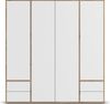 rauch Kleiderschrank Nabila, Drehtürenschrank, Garderobenschrank, 4-türig, 4 Schubkästen, mit 1 Kleiderstange und 5 Einlegeböden, Farbe Weiß/Eiche Artisan, Holz, mit Push-to-Open Funktion, 187x194x53cm Bild 2