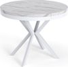 WFL GROUP Esstisch Cloud ausziehbar rund industrial mit weißen Metallbeinen (MADE IN EU, erhältlich in 3 Größen – 90/100/120 cm ausziehbar auf 170/180/200 cm), platzsparender Tisch in Holzoptik für Küche, Esszimmer oder Wohnzimmer Bild 4
