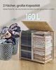 SONGMICS Wäschekorb 2 Fächern, Wäschesammler 160 L, Wäschebox aus synthetischem Rattan, mit Deckel und Griffen, geflochten, faltbar, herausnehmbarer Wäschesack, naturfarben LCBDE216Y01 Bild 4