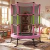 SONGMICS Trampolin Kinder, 174 cm Gartentrampolin mit Sicherheitsnetz, Mini-Trampolin für innen und außen, Stahlrahmen, pink Bild 2