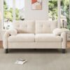 Merax 2-Sitzer Sofa, bequemes Polstersofa aus Chenille Stoff mit dicken Kissen, gemütliche Couch, Beige Bild 2
