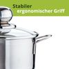 Level One Topf Edelstahl 24 cm Kochtopf Induktion 6,1 Liter Fleischtopf & Bratentopf mit Glasdeckel für den Backofen, rostfreier Edelstahl, für alle Herdarten geeignet Bild 4