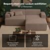 skølm 'Freki' Cloud Sofa 3 Sitzer mit Hocker, Vollschaumcouch mit Federkern und Vakuum-Kompression, kein Aufbau erforderlich, mit 2 Kissen, Cord taupe Bild 3