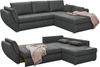 Ecksofa Schlaffunktion Couch mit Rutschenlehne Bettkasten Mikrofaser Dunkelgrau Bild 1