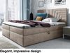 MEBLINI Boxspringbett BACALAR 140x200 cm mit Bettkasten – H3/Dunkelbeige Samt Polsterbett - Gepolstert Doppelbett mit Matratze und Topper - Polsterbett mit Stauraum - Bett mit Kopfteil – Stauraumbett Bild 3