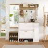 Merax 4-teiliges Garderoben-Set – mit Schuhschrank, Sitzbank, Wandgarderobe & Spiegel, komplettes Flurmöbel-Set für Diele und Eingangsbereich Bild 2
