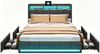 Furnishings Home Polsterbett LED Doppelbett Stauraumbett mit Kopfteil und 4 Schubladen (Leinenmaterial Polsterbett mit RGB Beleuchtung, 160x200cm), mit Lattenrost und Ladefunktion, mit Komforthöhe, Leises Design Bett Bild 4