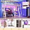 Hochbett mit RGB LED-Streifen, Schreibtisch, Lattenrost, Trittleiter, Kleiderstange, Regal, USB und Type-C, 90x200 cm, Kinderbett mit Rausfallschutz Bild 5
