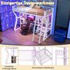 Hochbett mit RGB LED-Streifen, Schreibtisch, Lattenrost, Trittleiter, Kleiderstange, Regal, USB und Type-C, 90x200 cm, Kinderbett mit Rausfallschutz Bild 4